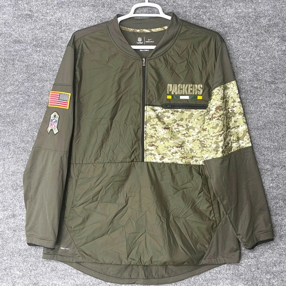Nike Green Bay Packers Salute to Service Shield Jacket Mens XXL Green Camo NFL